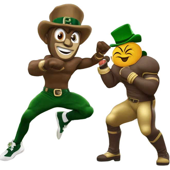Brutus buckeye, punching, the Notre dame leprechaun  emoji