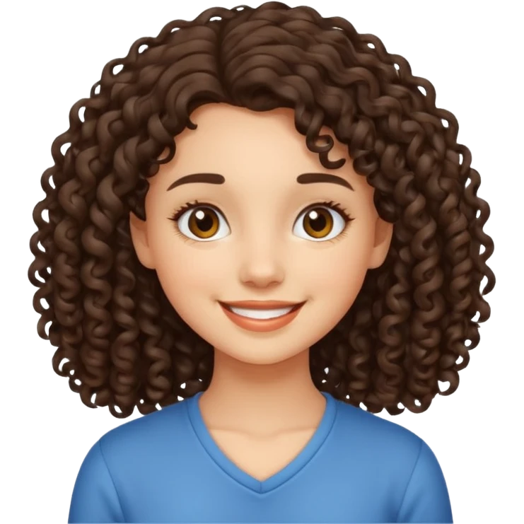 an emoji that describes a cute short curly lolng hair brunette girl emoji