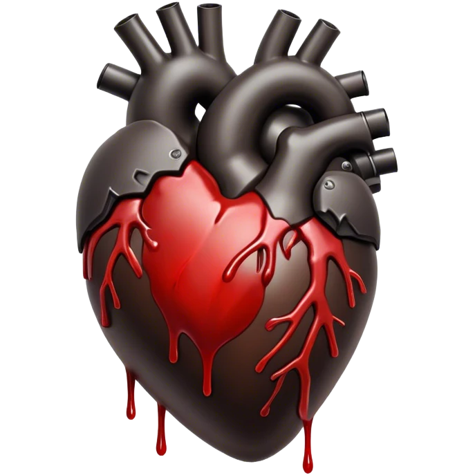Black human heart with blood dripping from it  emoji