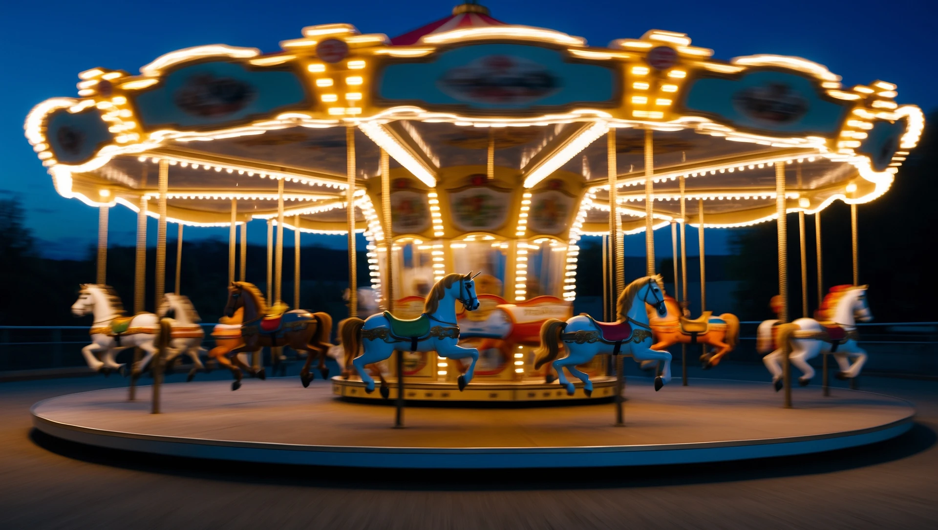long exposure photo, a moving carousel at night emoji