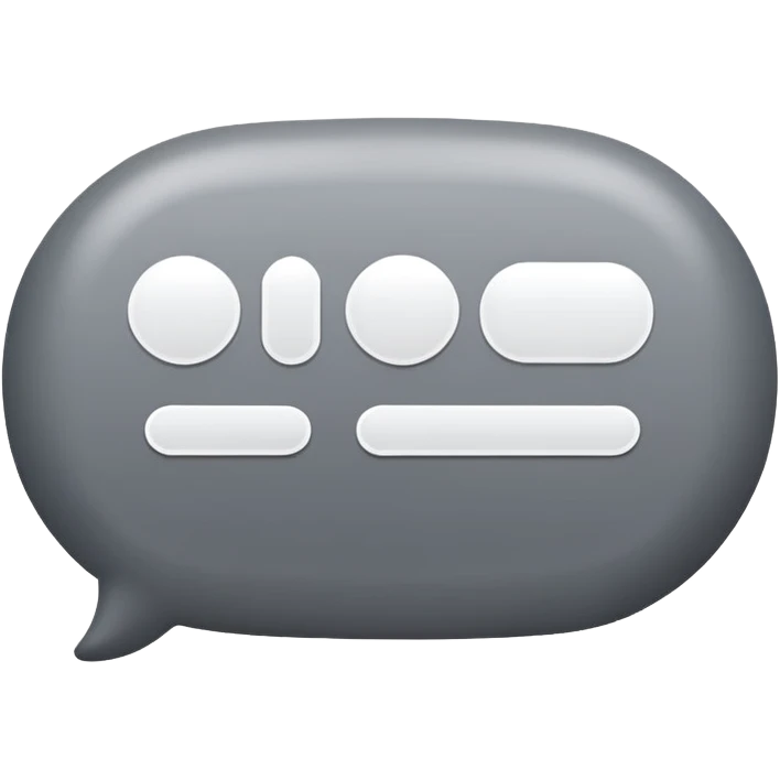 Simple grey chat bubble, messaging icon emoji