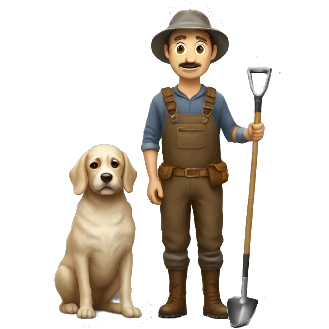 truffle hunter with shovel and dog emoji
