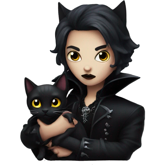 goth vampire holding black cat emoji