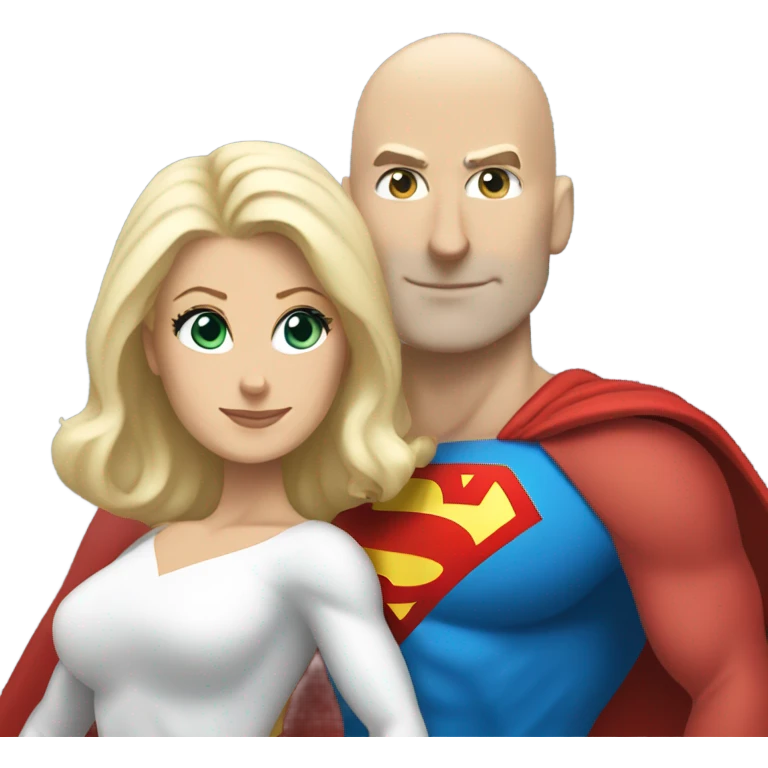 Bald white Superman and blonde superwoman emoji
