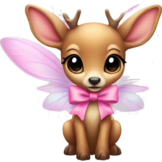 baby deer with fairy wings and a pink bow around its neck  emoji