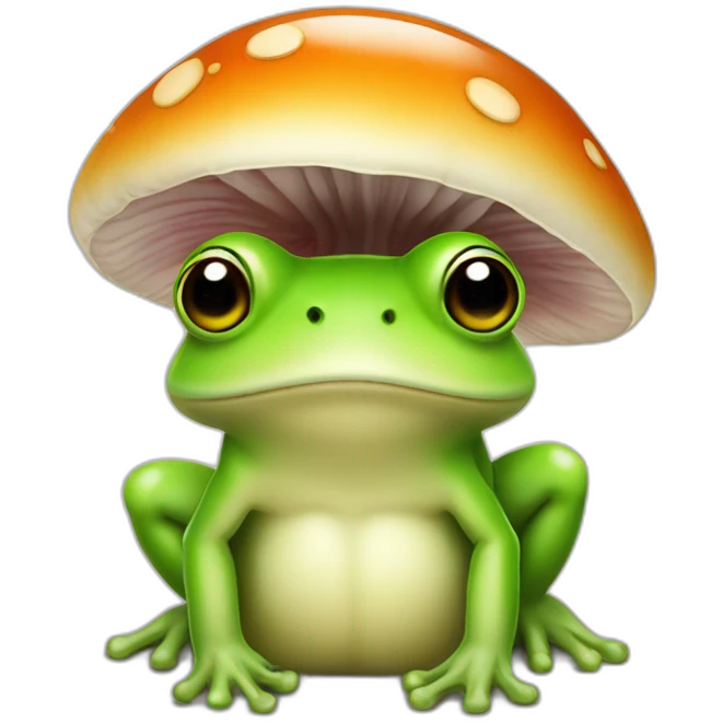 Grenouille kawaii avec un champignon sur la tête emoji