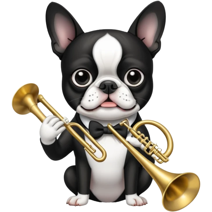 Boston terrier playing the trombone  emoji