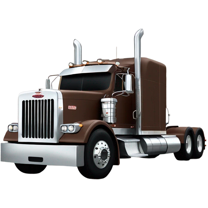 Peterbilt 389 brown cherry with flat top and slash cut exhaust stacks and dual rear tires and flat bumper emoji
