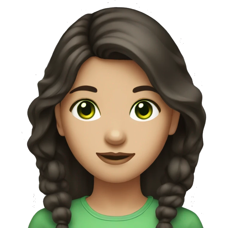 girl with dark brown hair and green eyes emoji