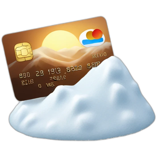 Mound of white snow with a credit card emoji