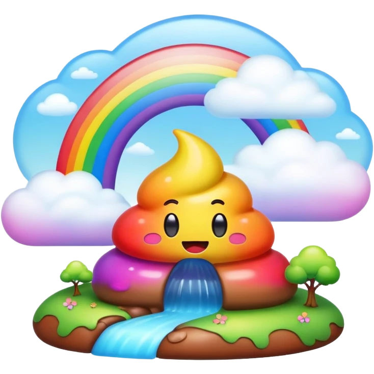 rainbow poop emoji dreamy landscape  emoji