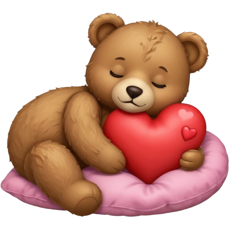 sleeping teddy bear with heart  emoji