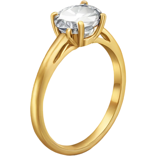 Gold engagement ring with an oval diamond on the top held by four prongs emoji