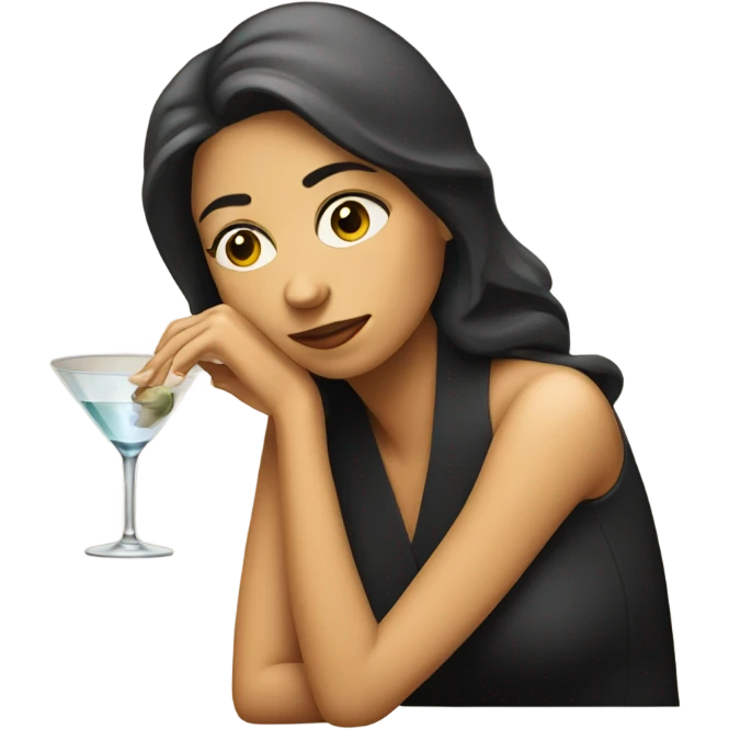 Tired woman with a martini glass emoji