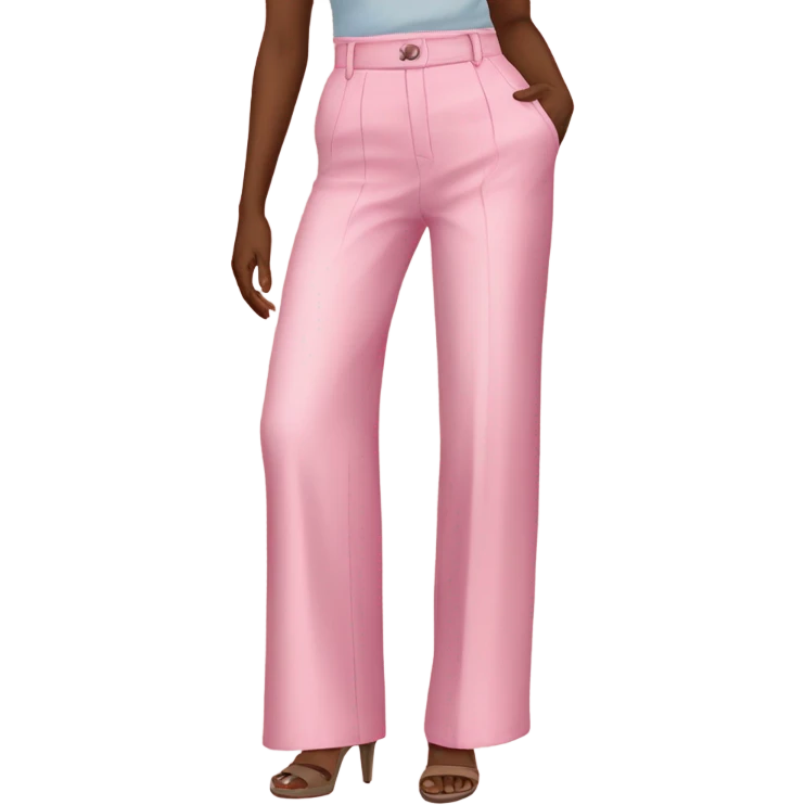 Realistic isolated pair of high waist long wide leg dressy casual pants in pink emoji