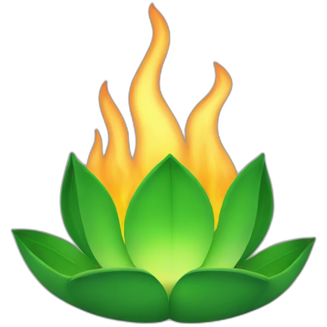 Green lotus Emira rolling over with flames emoji