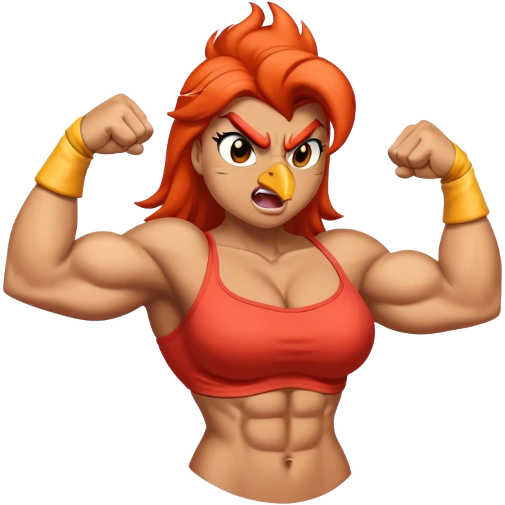 a female bird flexing big muscles emoji
