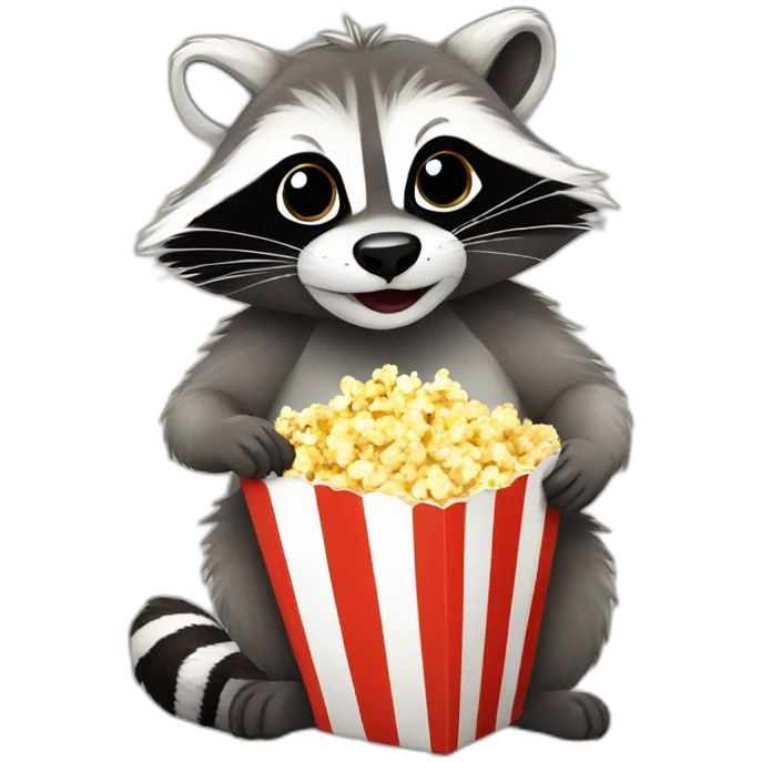 Racoon eating popcorn emoji