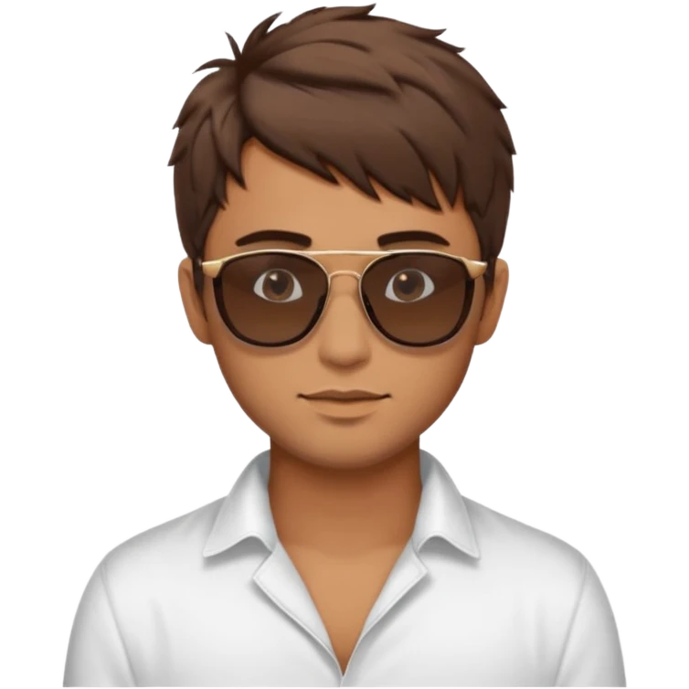 Handsome. Male. Short brown hair. Messy hairstyles. Sunglasses. Sexy pose emoji