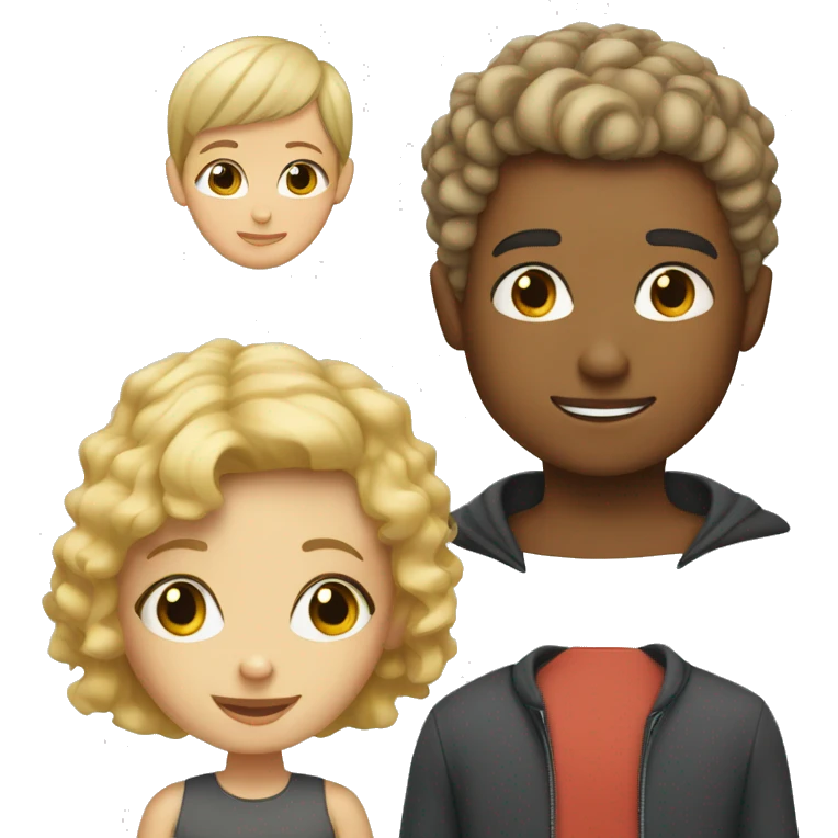 Boy with brunette buzz, cut, and girl with blonde curly hair emoji