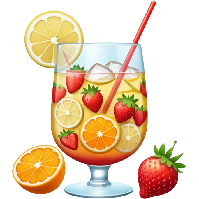 summer cocktail with lemon, strawberry, orange emoji