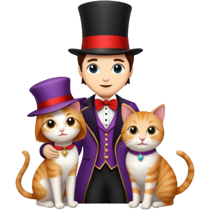 magician couple and their pet cat emoji