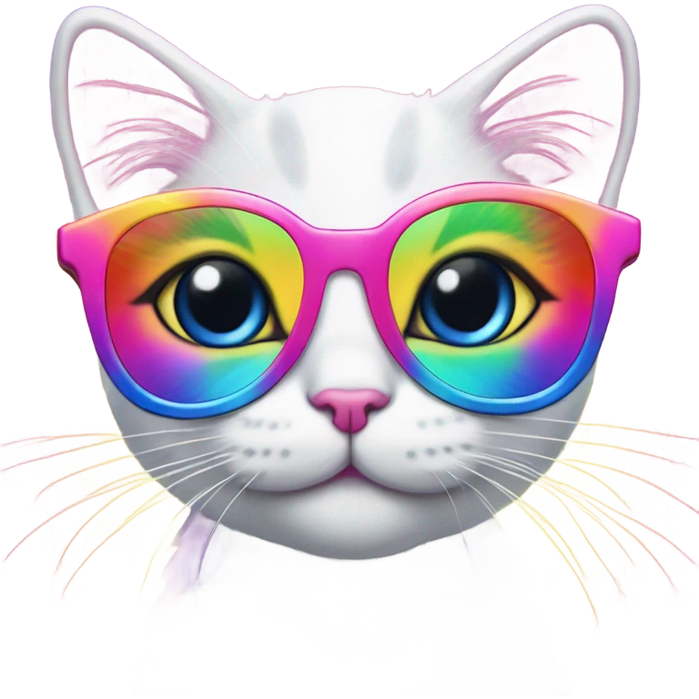 Lisa frank rainbow kitten with glasses emoji