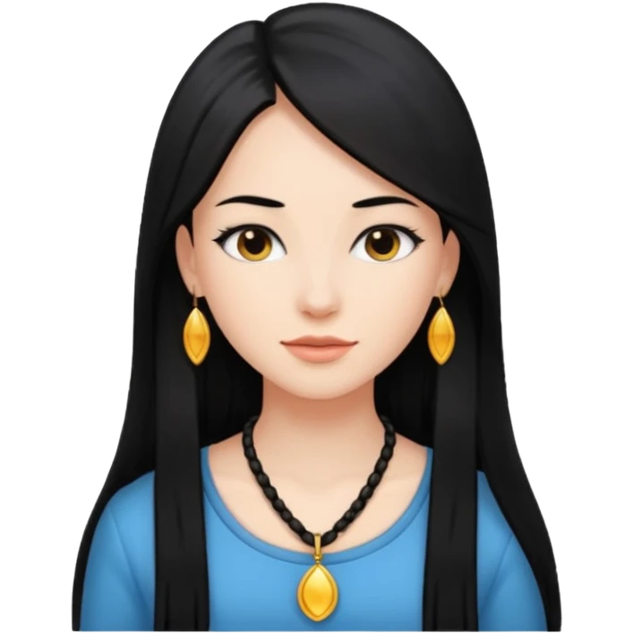mujer joven con piel blanco y pelo largo negro y lacio emoji