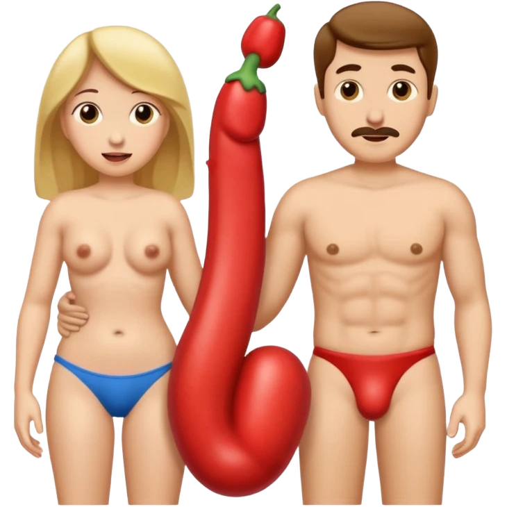 Male adult with erect penis and woman have sex emoji