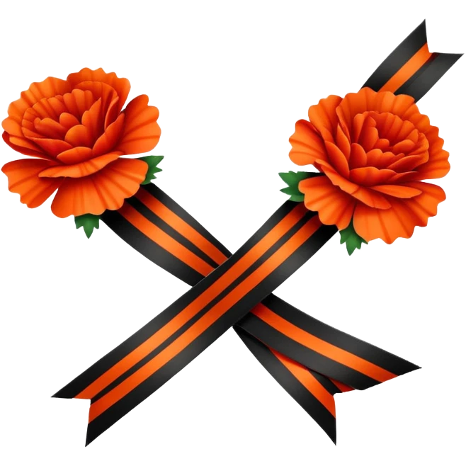 St. George ribbon and red carnation, symbol of Victory Day May 9 emoji