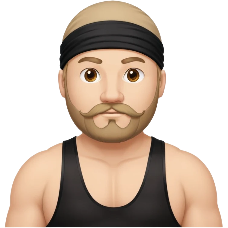 White skin fat guy with black durag, beard and mustache in wrestling singlet emoji