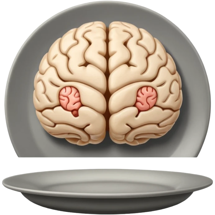 Brain on a plate next to head  emoji