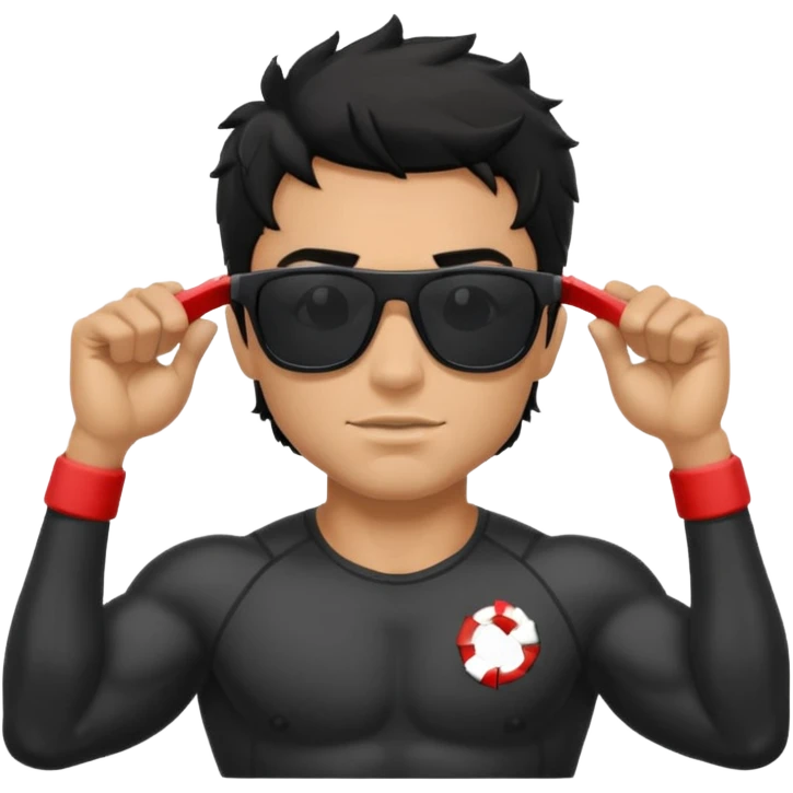 Dark Tan Muscular lifeguard with messy black hair emoji