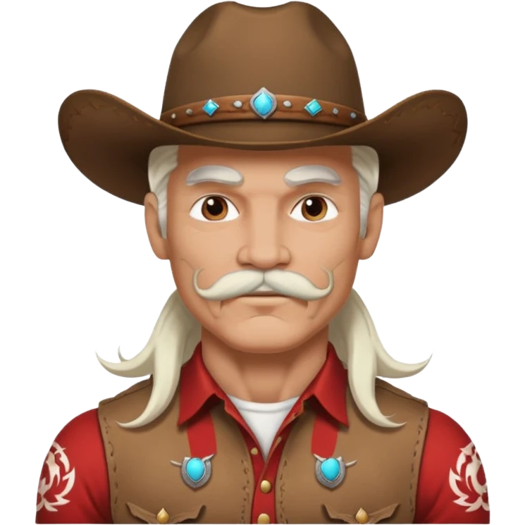 muscular tattooed on face and mustached cowboy long white hair  emoji