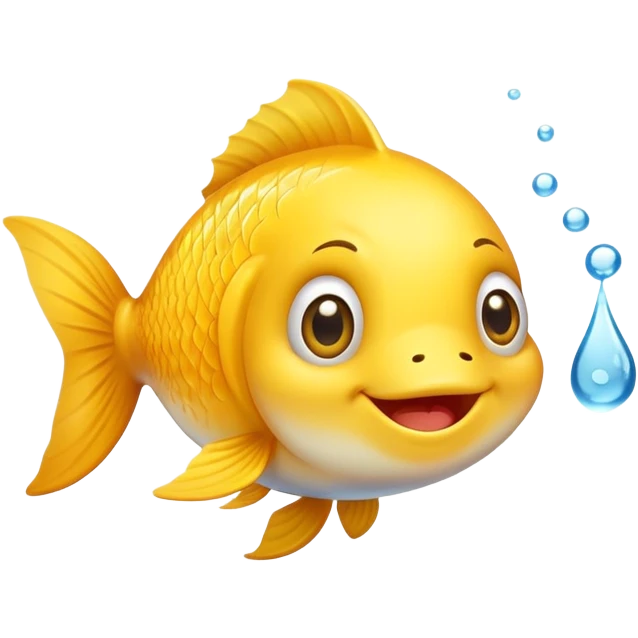 A cute cartoon fish with a funny peeing expression emoji