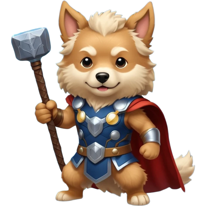 dog thor has mjolnir. has lightning powers dynamic pose emoji