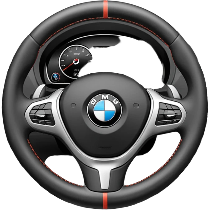 Black leather Coated steering wheel with BMW logo emoji