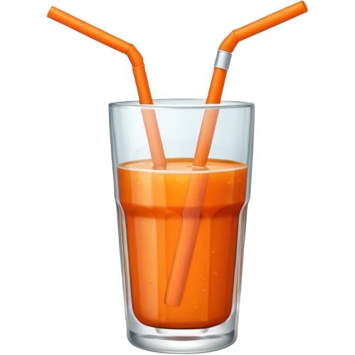 a glass of carrot juice with a straw, simple, clear emoji