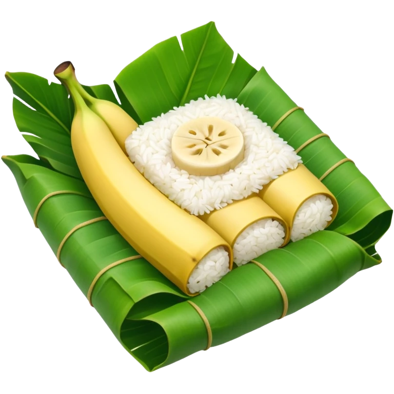 rice wrapped in banana leaf square with top open emoji