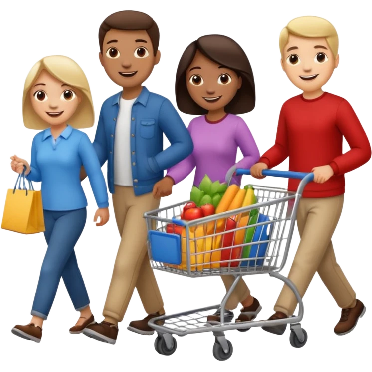 people with shopping cart emoji