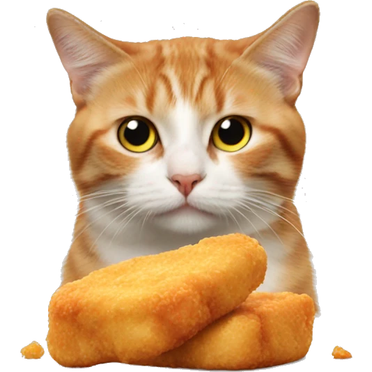 Cat eating a chicken nugget emoji