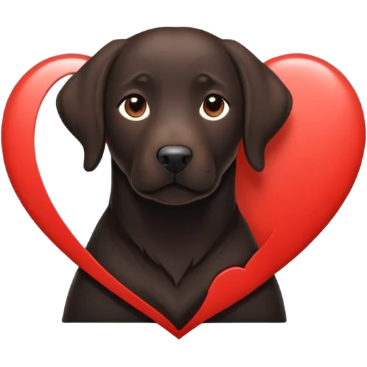 Brunette with a heart in the shape of a big black labrador dog emoji