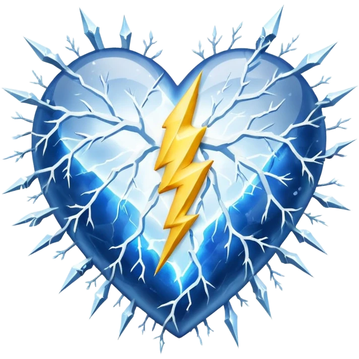 heart with a lightning and snow motif emoji