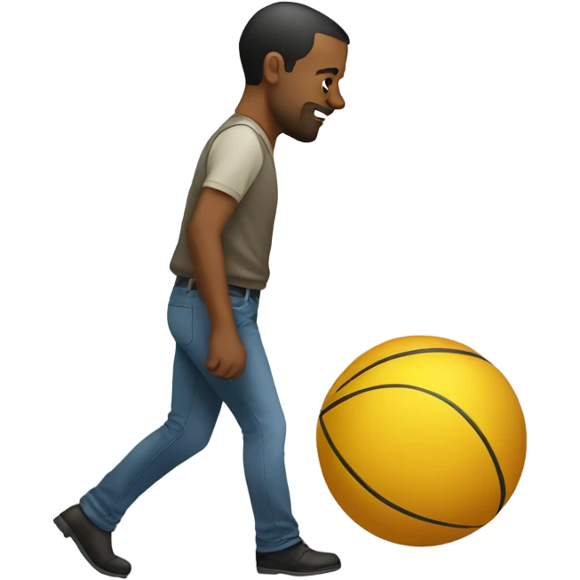 Man walking down  a ball emoji