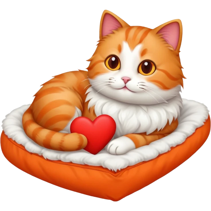 Cat in a bed holding a heart emoji