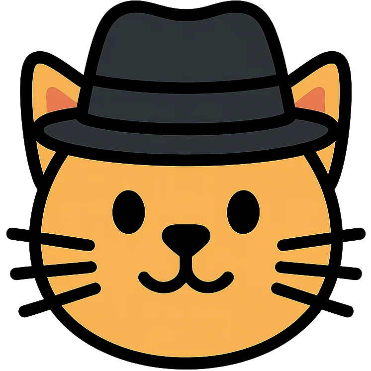 cat wearing a black hat, color outline icon style emoji