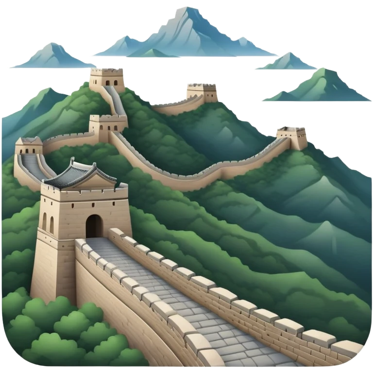 Great Wall of China, winding mountain silhouette, simplified emoji design emoji