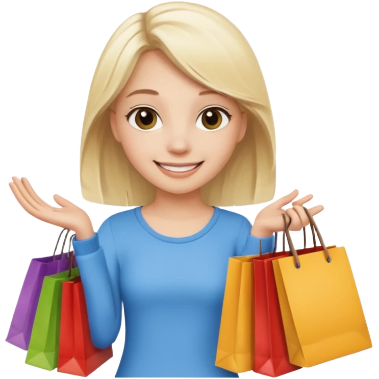 a white blonde teen girl going shopping emoji
