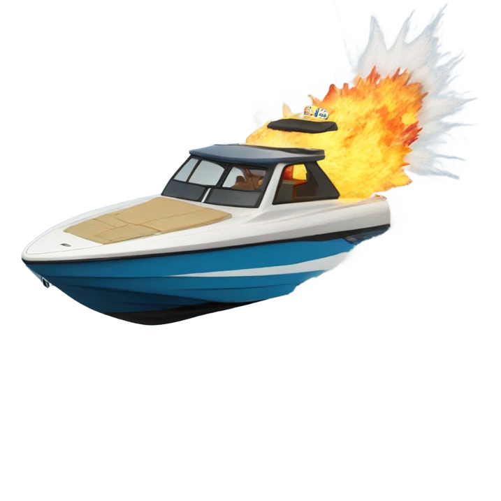 Wake surf boat exploding emoji