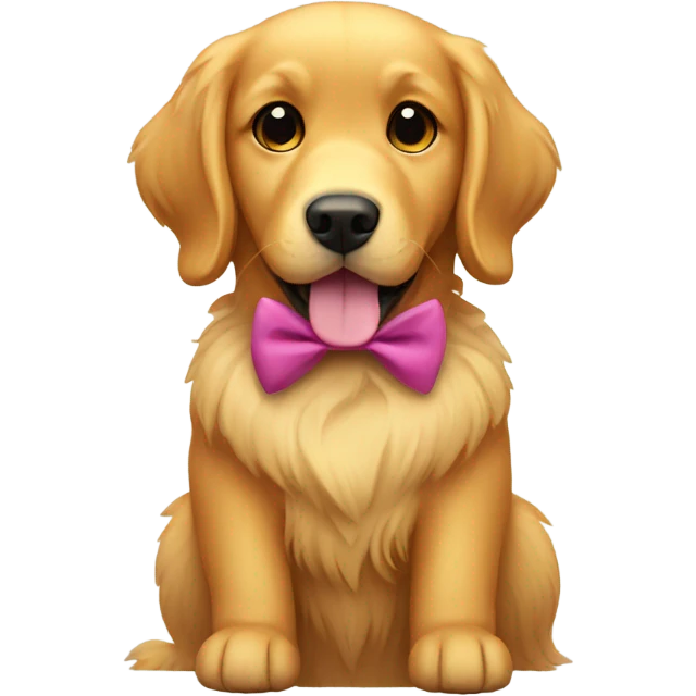 Golden retriever with a bow emoji
